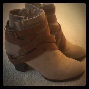 Suede buckle booties